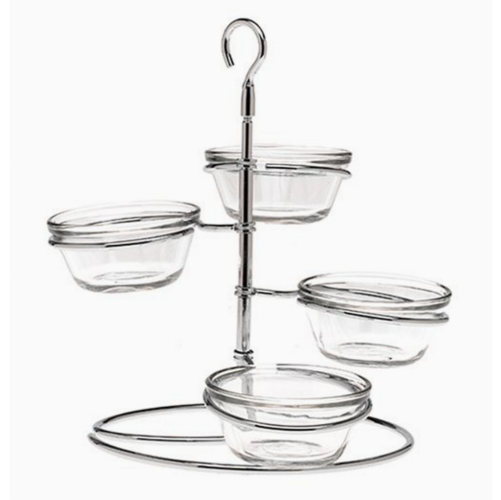 Anchor Hocking 5PC.. 6-Ounce Glass Custard Cups Set of 4 w/Tree Stand